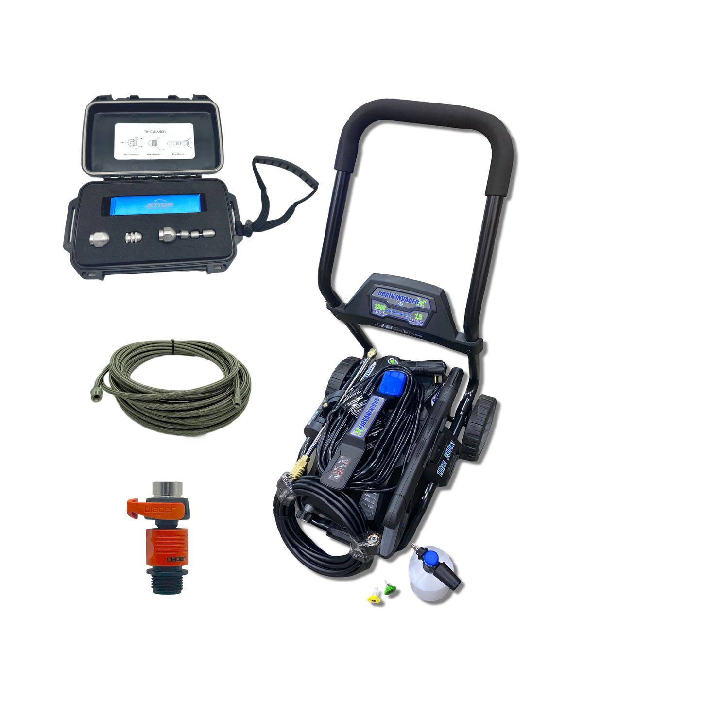 Drain Invader X- Hand Carry Electric Sewer Jetter 2300 PSI, 1.5 GPM w/ Induction Motor (Includes 2-Wheel Cart)