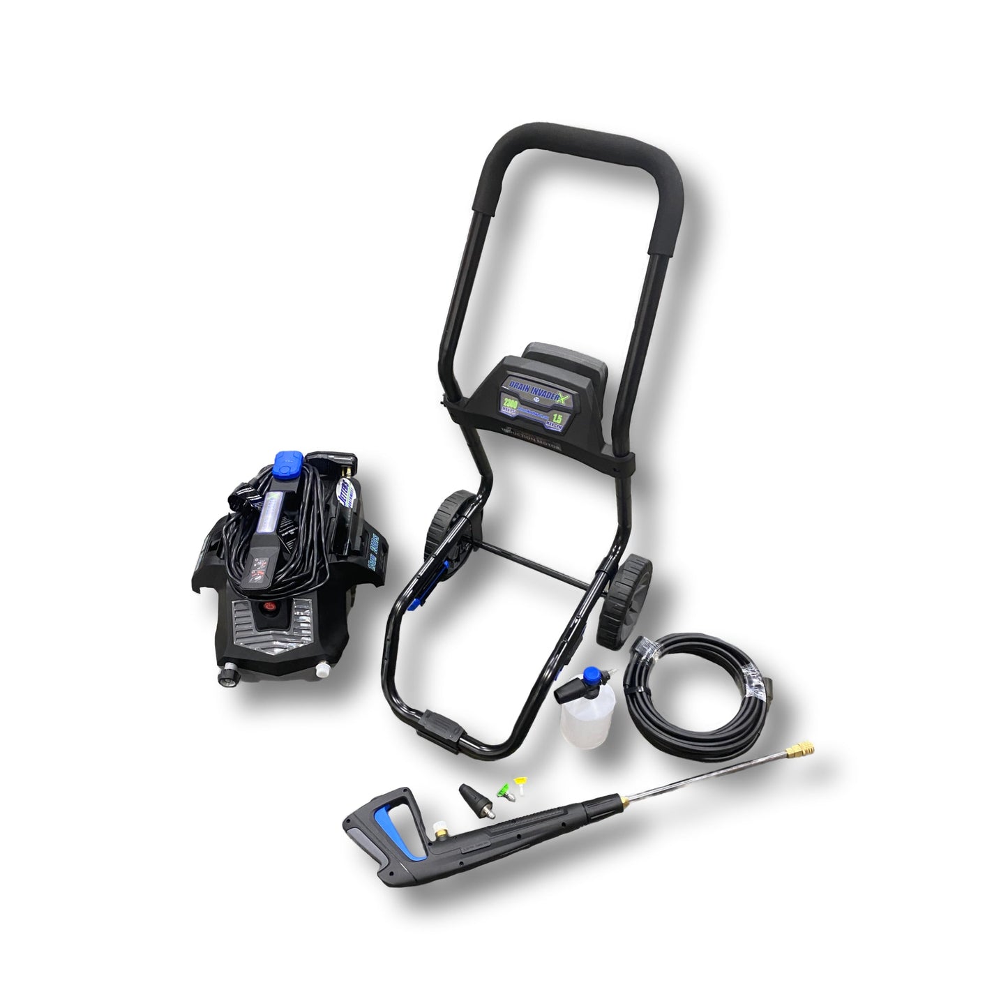 Drain Invader X- Hand Carry Electric Sewer Jetter 2300 PSI, 1.5 GPM w/ Induction Motor (Includes 2-Wheel Cart)