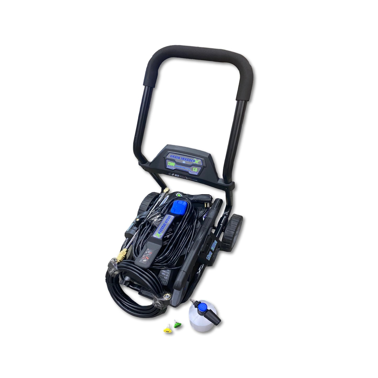 Drain Invader X- Hand Carry Electric Sewer Jetter 2300 PSI, 1.5 GPM w/ Induction Motor (Includes 2-Wheel Cart)