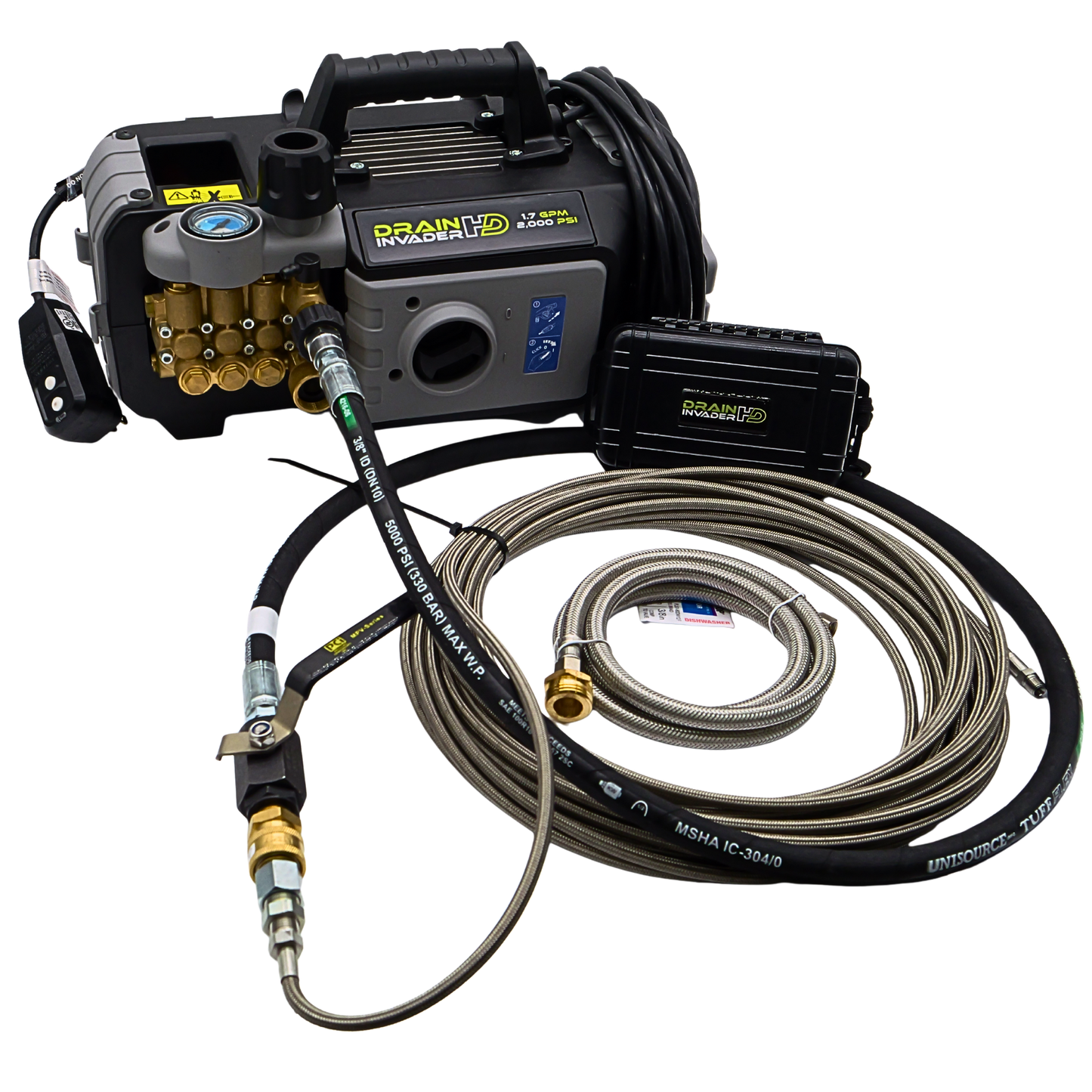 Drain Invader HD - Hand Carry Electric Sewer Jetter 2000 PSI, 1.7 GPM with Heavy Duty Pump