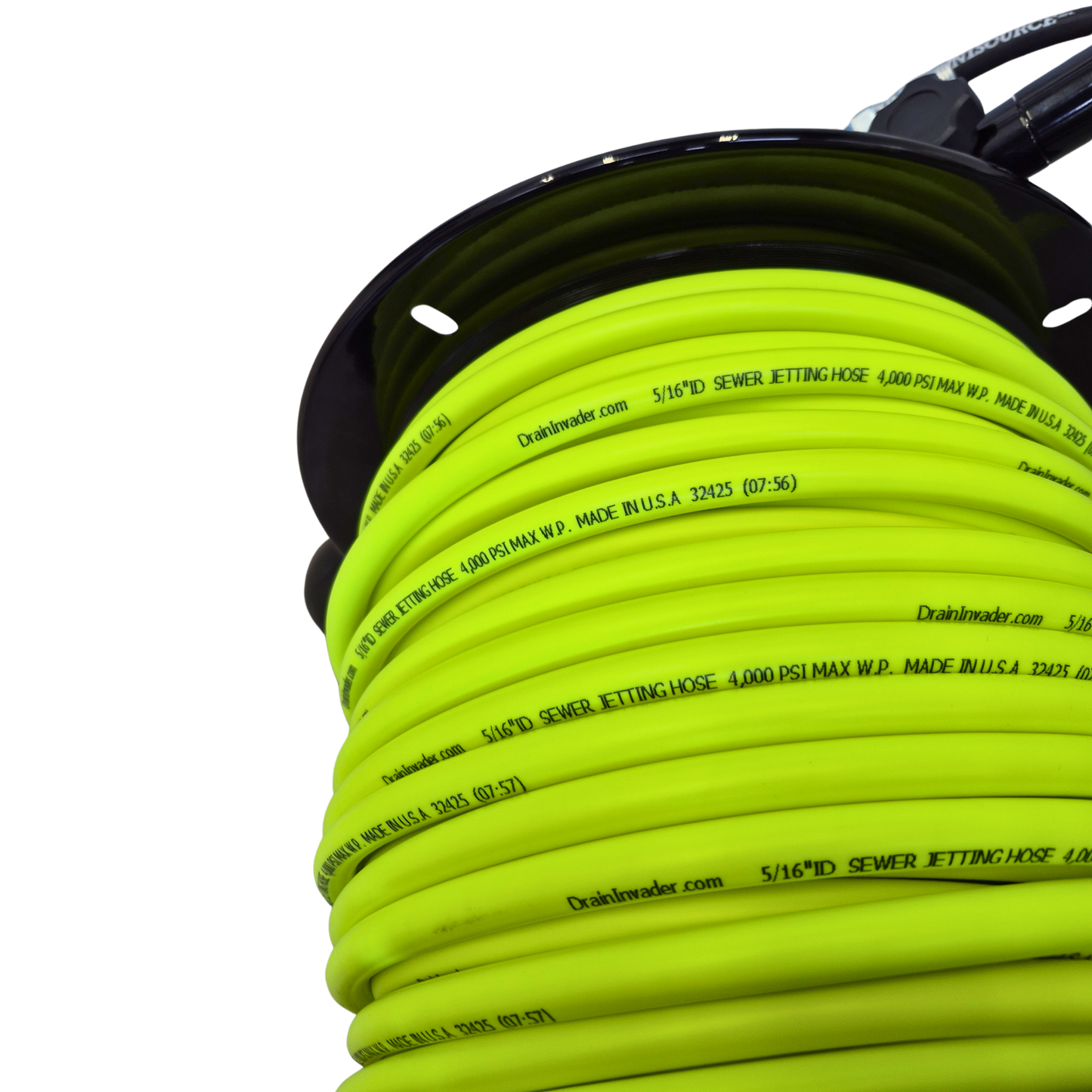 Portable Heavy Duty Deluxe Folly-Mounted Hose Reel with Jetting Hose