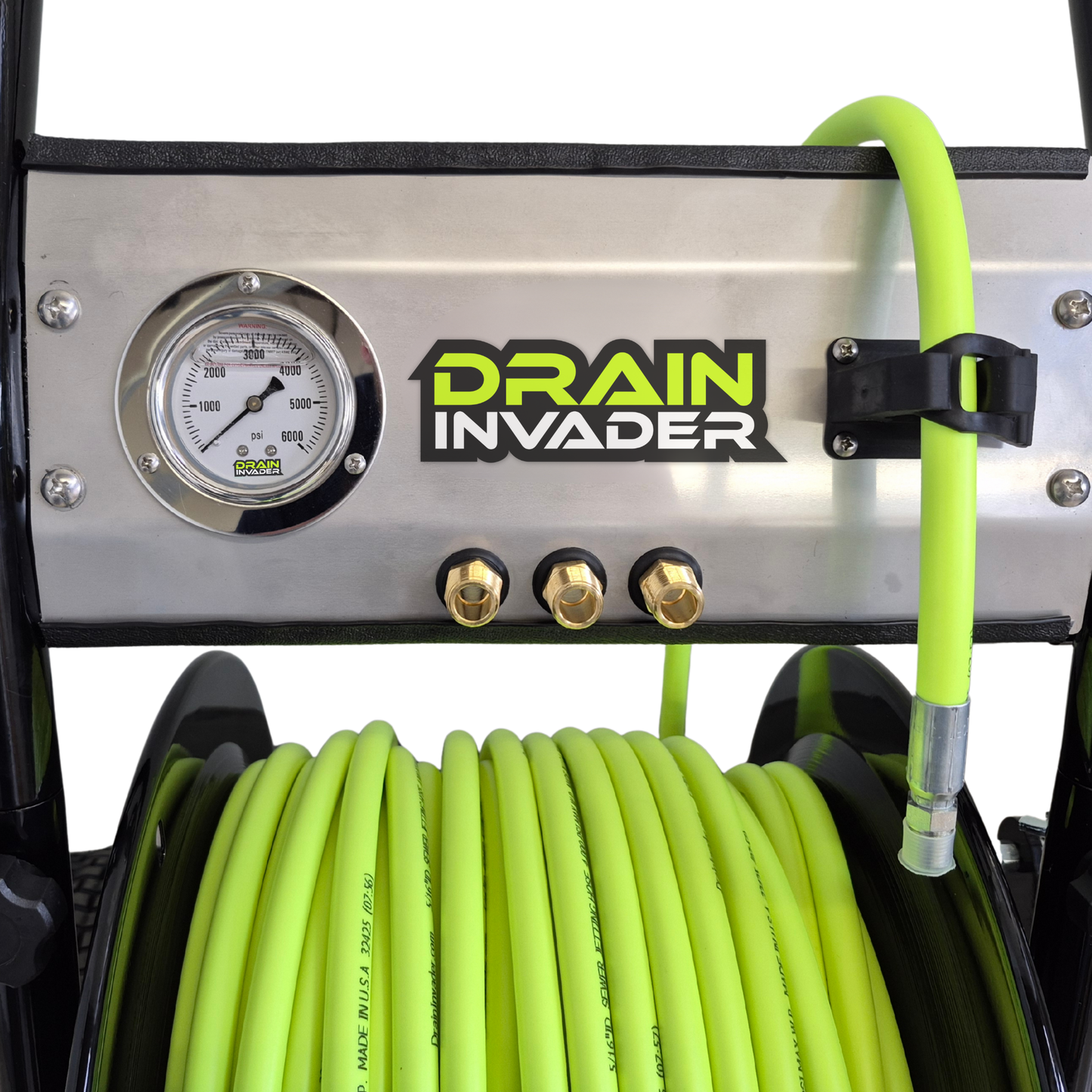 Portable Heavy Duty Deluxe Folly-Mounted Hose Reel with Jetting Hose