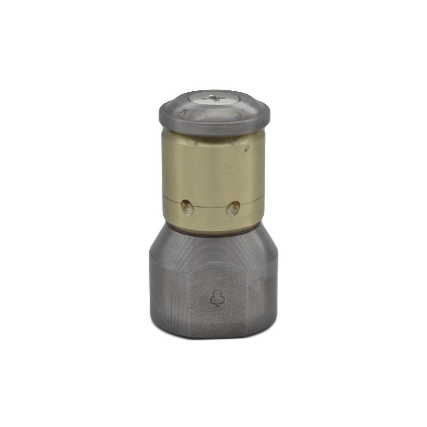 A silver-colored 3/8" Grease Hog nozzle designed for use with a pressure washer, showing the nozzle head with rotating jets and rear jets.