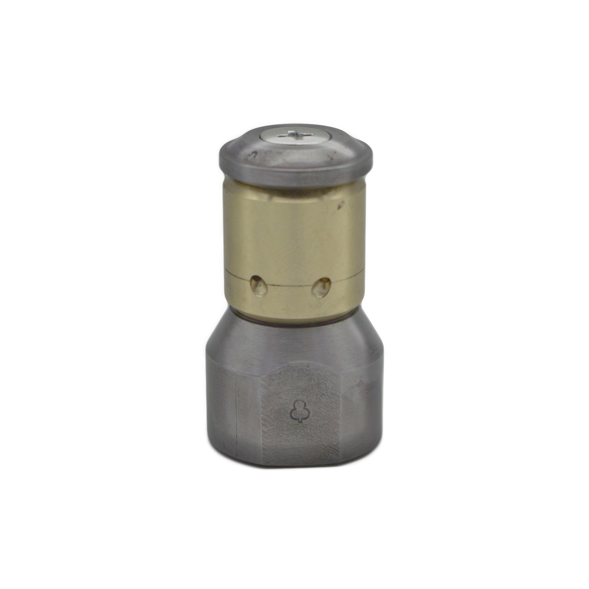 A silver-colored 3/8" Grease Hog nozzle designed for use with a pressure washer, showing the nozzle head with rotating jets and rear jets.