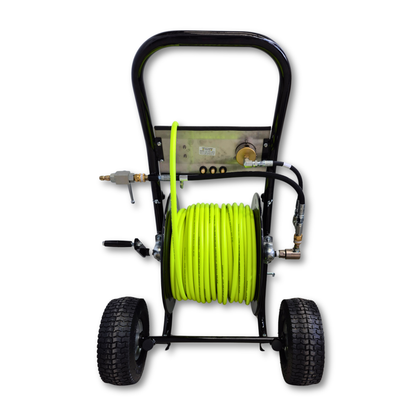 Portable Heavy Duty Deluxe Folly-Mounted Hose Reel with Jetting Hose
