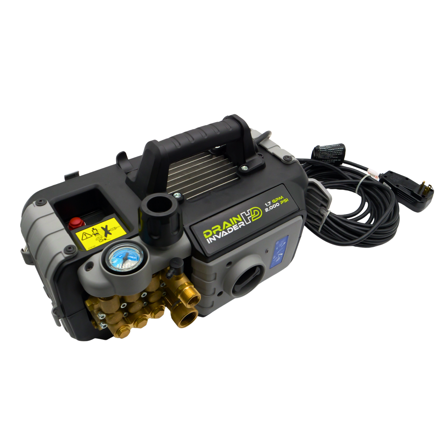 Drain Invader HD - Hand Carry Electric Sewer Jetter 2000 PSI, 1.7 GPM with Heavy Duty Pump