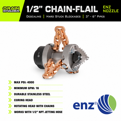 ENZ® Chain-Flail Nozzle with Coring-Head, 1/2"