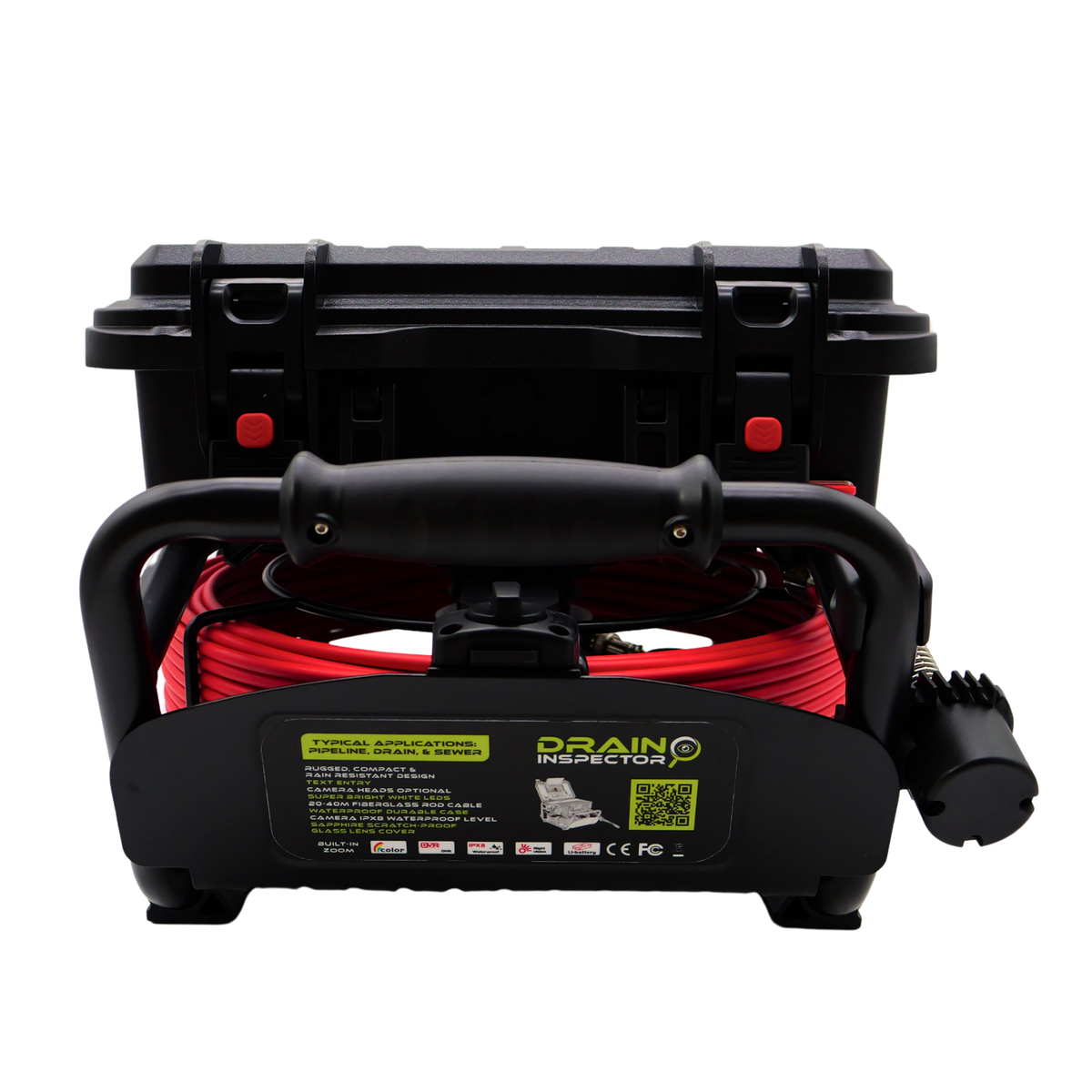 Drain Invader X Bundle (Drain Invader X, Drain Inspector, 1/8" Grease Hog Nozzle, Hand-Carry Hose Reel w/ 50'-100' SS Hose))