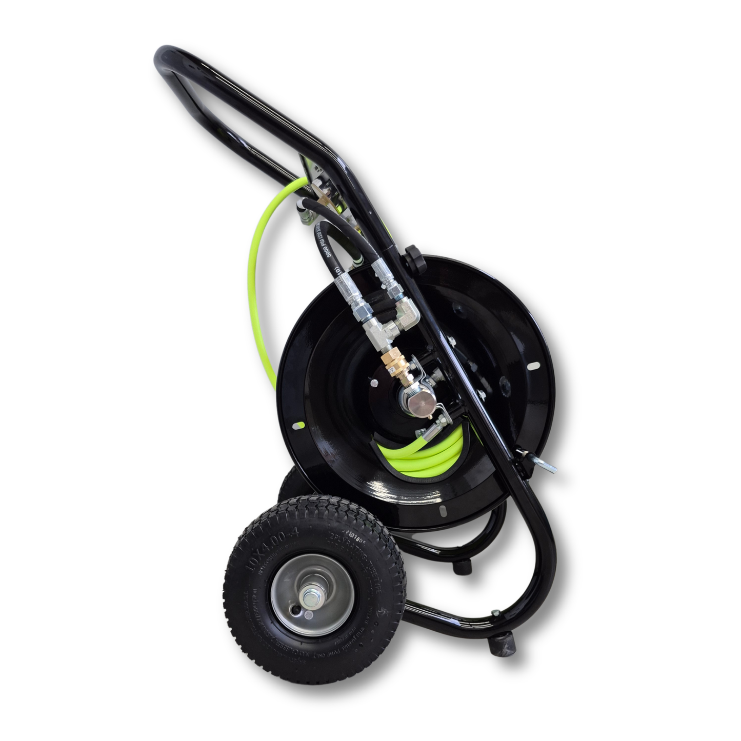 Portable Heavy Duty Deluxe Folly-Mounted Hose Reel with Jetting Hose