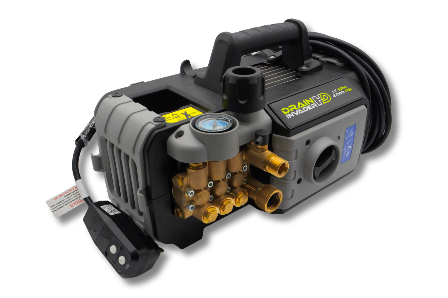 Drain Invader HD Bundle (Drain Invader HD, Drain Inspector, 1/8" Grease Hog Nozzle, Hand-Carry Hose Reel w/ 50' - 100' Stainless Steel Hose)