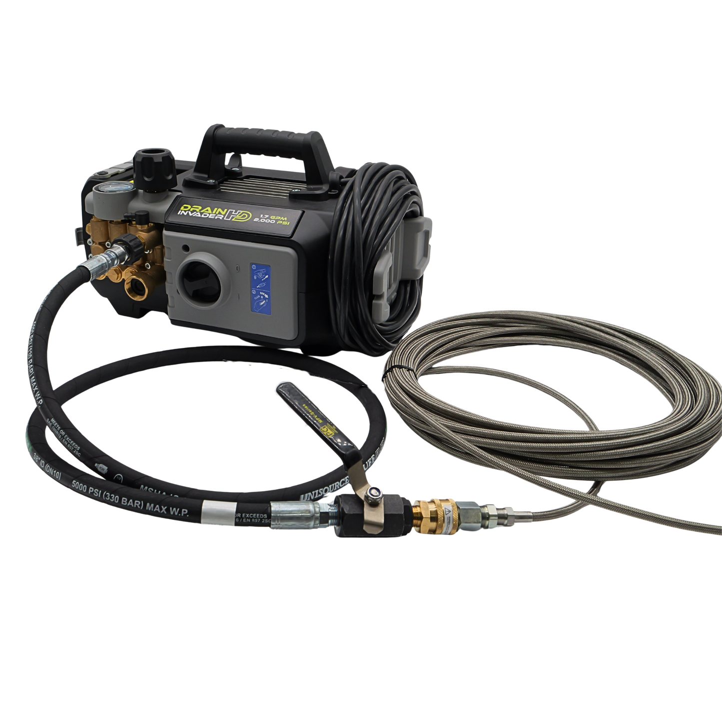 Drain Invader HD - Hand Carry Electric Sewer Jetter 2000 PSI, 1.7 GPM with Heavy Duty Pump