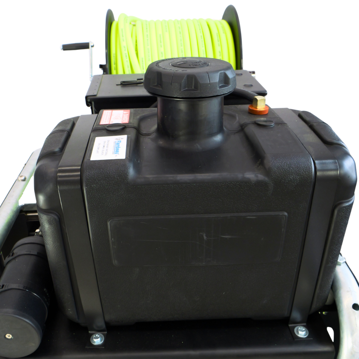 Close up of the buffer tank on the Drain Invader PRO 4007 cart jetter