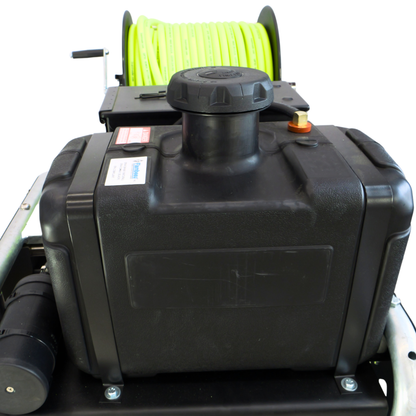 Close up of the buffer tank on the Drain Invader PRO 4007 cart jetter