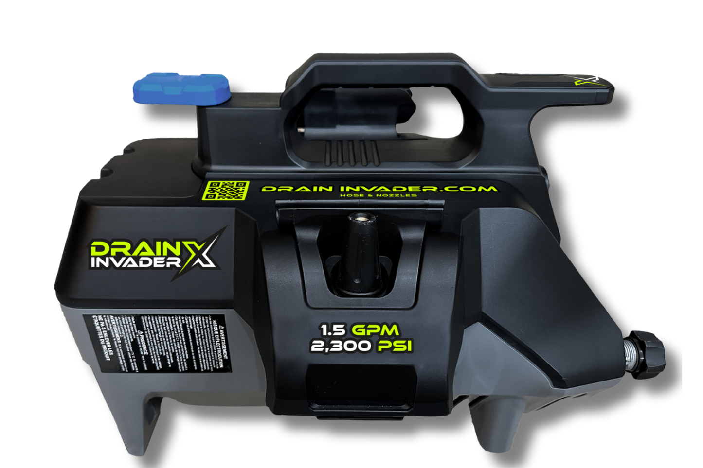 Drain Invader X Bundle (Drain Invader X, Drain Inspector, 1/8" Grease Hog Nozzle, Hand-Carry Hose Reel w/ 50'-100' SS Hose))