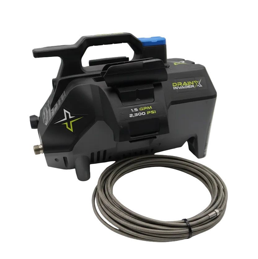 Drain Invader X- Hand Carry Electric Sewer Jetter 2300 PSI, 1.5 GPM w/ Induction Motor (Includes 2-Wheel Cart)