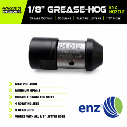 1/8" Grease-Hog Nozzle for Electric Jetters